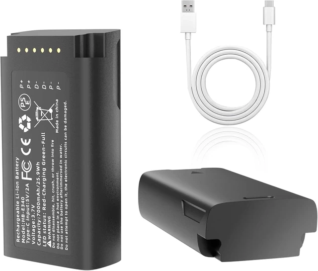 Main image of 2 Pack Rechargeable Lithium-ion Replacement Battery for eufy E340 Video Doorbell Type-C Charge Cable, Upgraded 7000mAh Capacity
