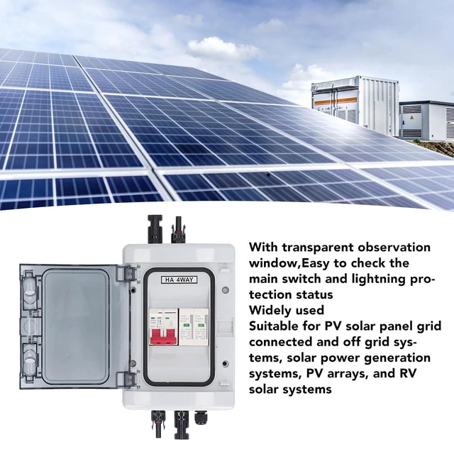 Alt view image 4 of 7 - PV Combiner Box & Solar Disconnect Switch Outdoor Breaker Box with DC500V 32A Circuit Breaker for Solar Panel Systems