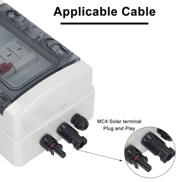Alt view image 5 of 7 - PV Combiner Box & Solar Disconnect Switch Outdoor Breaker Box with DC500V 32A Circuit Breaker for Solar Panel Systems