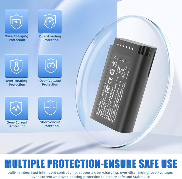 Alt view image 6 of 6 - 2 Pack Rechargeable Lithium-ion Replacement Battery for eufy E340 Video Doorbell Type-C Charge Cable, Upgraded 7000mAh Capacity