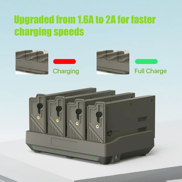 Alt view image 2 of 7 - 4-Port Reveal Lithium Battery Charger with LED Indicator Lights Compatible with Reveal Hunting Trail Camera
