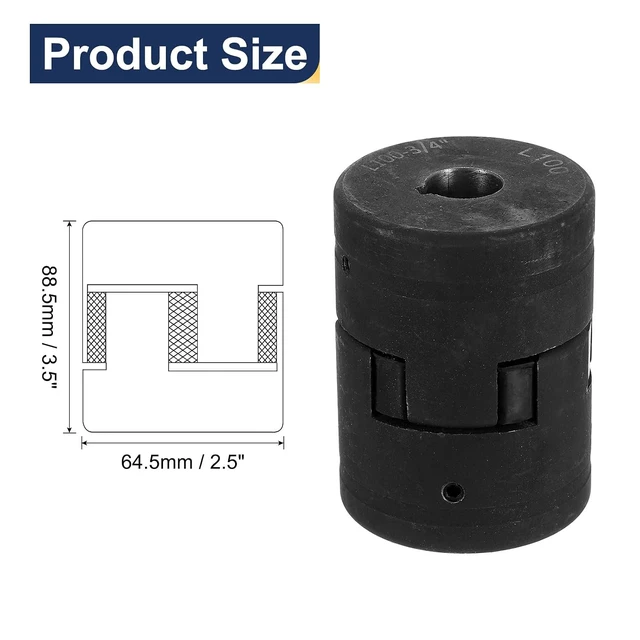 Alt view image 2 of 5 - L100 Flexible 3-Piece L-Jaw Coupling Set, 3/4" to 1-1/4" with Buna-N NBR Rubber Spider for Log Splitter Hybrid Equipment