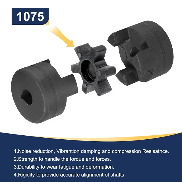 Alt view image 4 of 5 - L100 Flexible 3-Piece L-Jaw Coupling Set, 3/4" to 1-1/4" with Buna-N NBR Rubber Spider for Log Splitter Hybrid Equipment