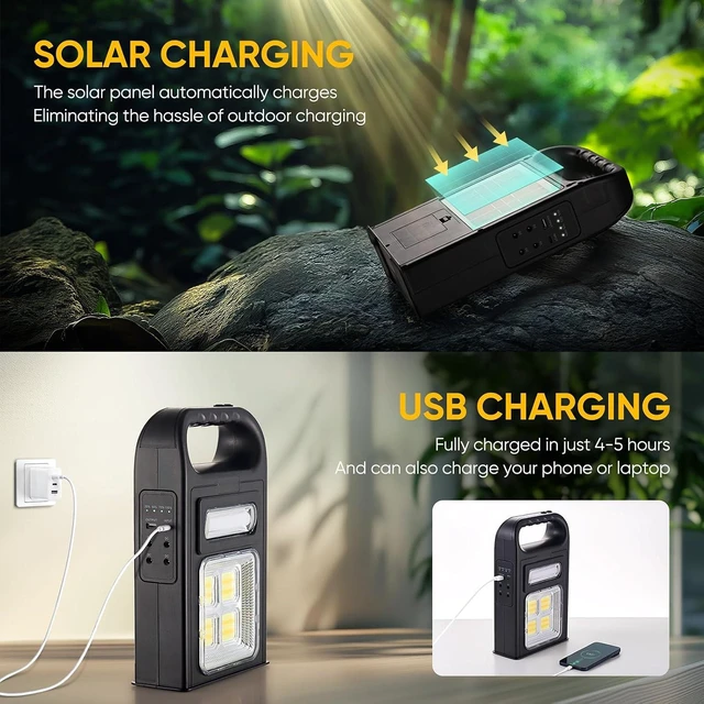 Alt view image 4 of 7 - 6-Mode Solar LED Camping Flashlight, 8000LM Rechargeable Super Bright Emergency Light, IP67 Waterproof Handheld Spotlight & LED Searchlight