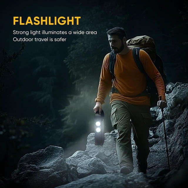 Alt view image 6 of 7 - 6-Mode Solar LED Camping Flashlight, 8000LM Rechargeable Super Bright Emergency Light, IP67 Waterproof Handheld Spotlight & LED Searchlight