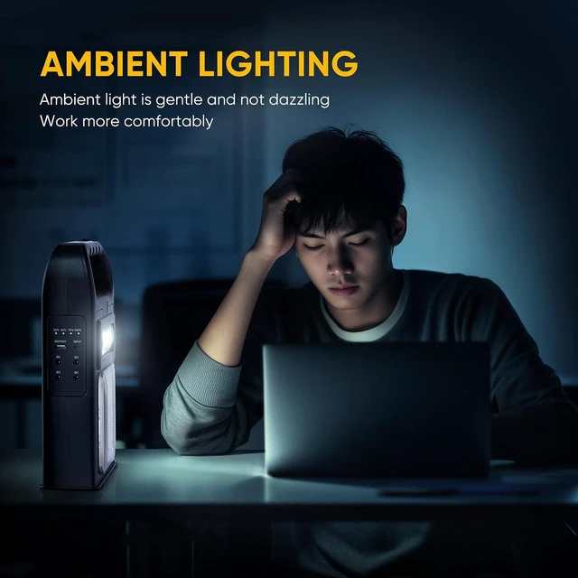 Alt view image 7 of 7 - 6-Mode Solar LED Camping Flashlight, 8000LM Rechargeable Super Bright Emergency Light, IP67 Waterproof Handheld Spotlight & LED Searchlight