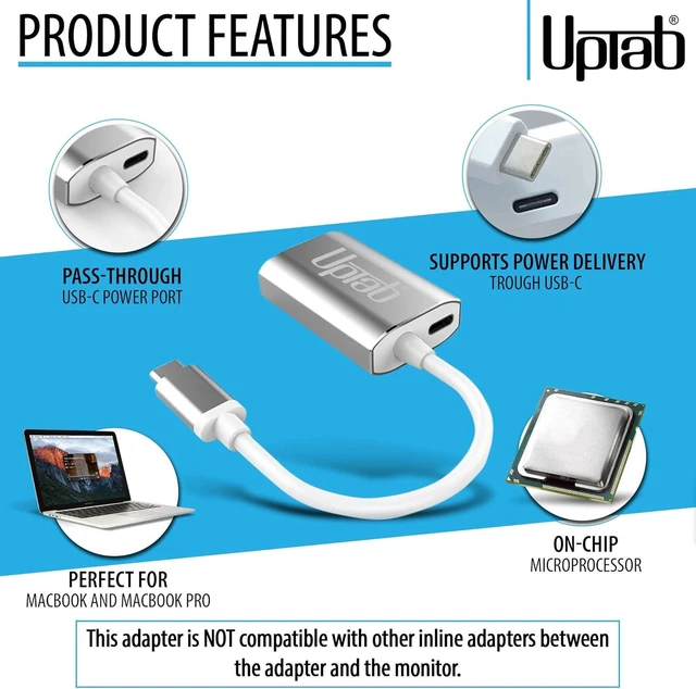 Alt view image 2 of 7 - USB-C to Mini DisplayPort Adapter 4K@60Hz Thunderbolt 3 to MDP with Power Port for M4 MacBook Pro/Air, iPad Pro, Mac mini M4, iMac and More (Silver)