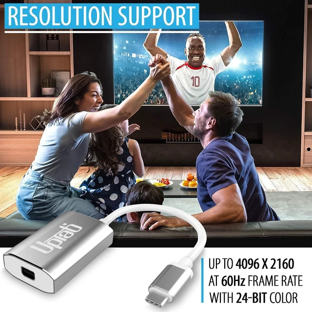 Alt view image 6 of 7 - USB-C to Mini DisplayPort Adapter 4K@60Hz Thunderbolt 3 to MDP with Power Port for M4 MacBook Pro/Air, iPad Pro, Mac mini M4, iMac and More (Silver)