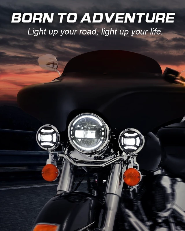 Alt view image 2 of 7 - DOT 60W 4.5 Inch Black LED Passing Light with DRL | Fog Lamps for Motorcycles, Auxiliary Projector Driving Light Bulb