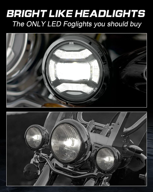 Alt view image 4 of 7 - DOT 60W 4.5 Inch Black LED Passing Light with DRL | Fog Lamps for Motorcycles, Auxiliary Projector Driving Light Bulb