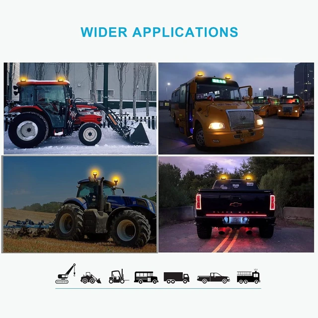 Alt view image 6 of 6 - 3.6-Inch Amber LED Beacon Emergency Strobe Light Pole Mount Safety Warning Light for Vehicles, Construction, Snow Plow & More