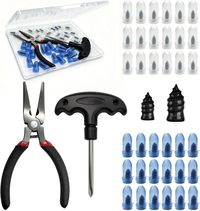 Alt view image 6 of 7 - Portable Tire Inflator Air Compressor DC/AC Air Pump with Screw-Type Tire Repair Plug Kit for Car Tires