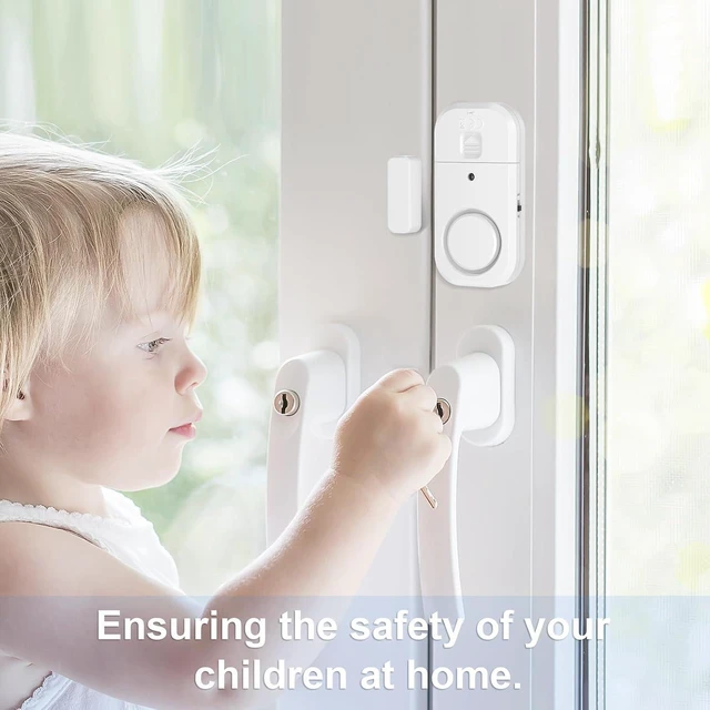 Alt view image 5 of 7 - Door & Window Alarm Sensors for Kids Safety & Home Security, for Home, Office, Store, Garage, Dorm Room, Apartment, RV, White, 6 Pack
