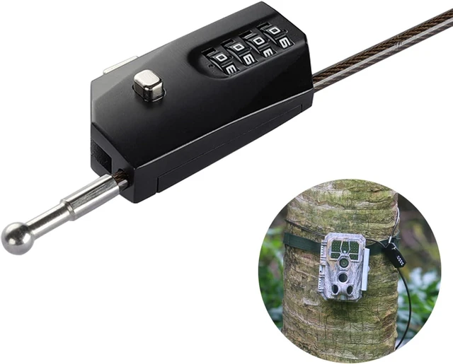 Alt view image 2 of 6 - 2-Pack Adjustable Combination Lock Flexible Retractable Steel Cable for Trail Cameras, 6.6ft Long Cable Lock for Luggage, Suitcase & Helmet, Black