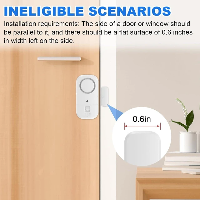 Alt view image 6 of 7 - Door & Window Alarm Sensors for Kids Safety & Home Security, for Home, Office, Store, Garage, Dorm Room, Apartment, RV, White, 6 Pack