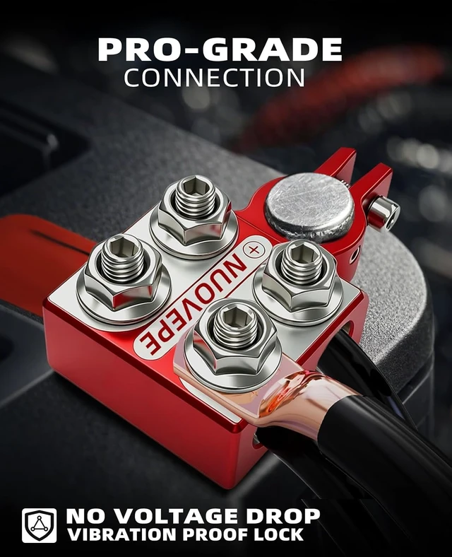 Alt view image 2 of 7 - 8-Way Car Battery Terminal Connector, M8 Studs, 8 AWG-4/0 XL