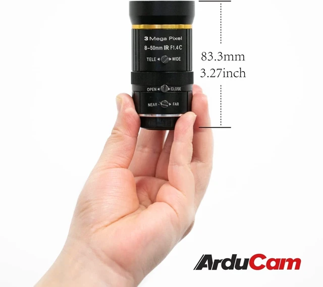 Alt view image 6 of 6 - 8-50mm C-Mount Zoom Lens for Raspberry Pi HQ Camera with C-CS Adapter