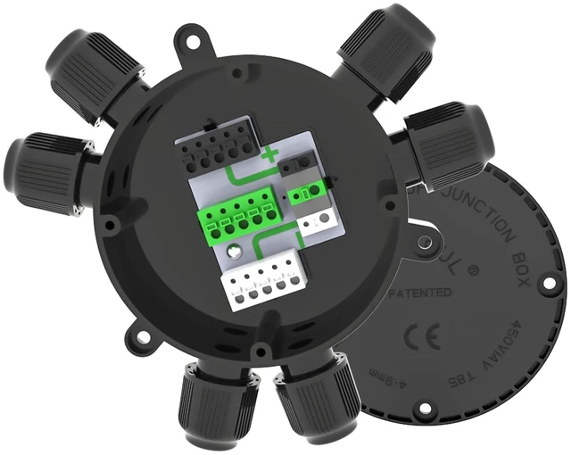 Main image of Waterproof Junction Box Cable Connector, 2-6 Way Electrical Connector Box 22-10 AWG 32A for Ø4-9mm Cable (Easy to Install)