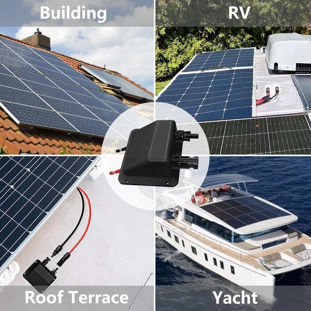 Alt view image 5 of 6 - Solar Cable Entry Gland with 10Ft 10AWG Black Extension Cable & Connector, UV-Resistant Dual Entry Housing for RV, Boat & Camper (3m, Black)