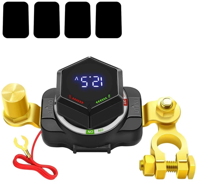 Main image of 12V 250A Battery Disconnect Kill Switch for Car with Voltage Display DC 5-60V On/Off Power Isolator for RV, Marine, Boat, Truck, Camper & Trailer