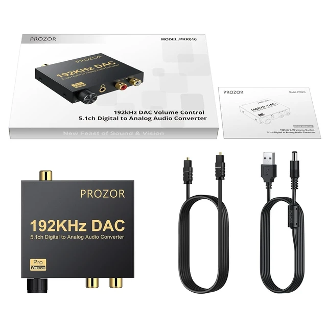 Alt view image 7 of 7 - 192kHz Digital to Analog Audio Converter Converts Dolby AC-3 DTS 5.1CH to Stereo Analog, Optical to L/R DAC, SPDIF TOSLINK to Stereo L/R & 3.5mm
