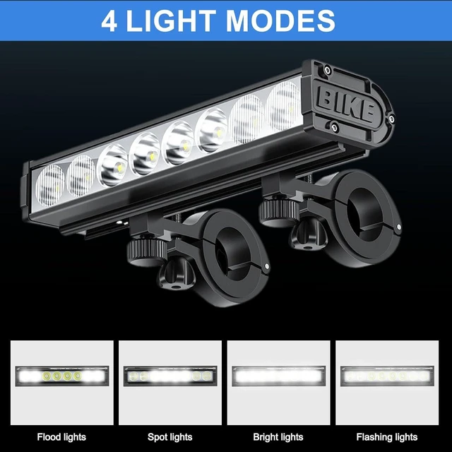 Alt view image 3 of 7 - 4800 Lumen Bike Light 17-LED Headlight with Digital Power Display, 4 Modes, 10000mAh USB Rechargeable, Wide Beam for Night Riding
