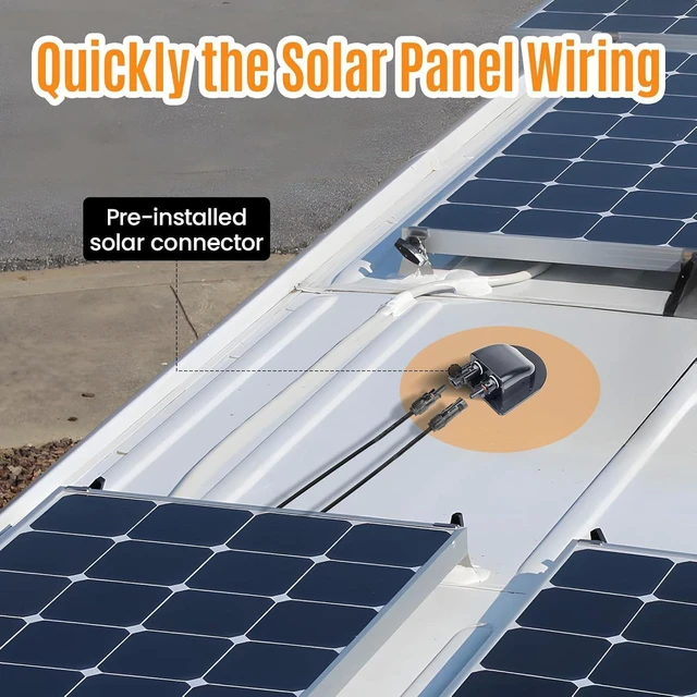 Alt view image 5 of 7 - Solar Cable Entry Gland with 10AWG Copper Cable & Connector, UV-Resistant Dual Entry Housing for Solar RV, Boats, Yacht & Roofs (Black 20FT)