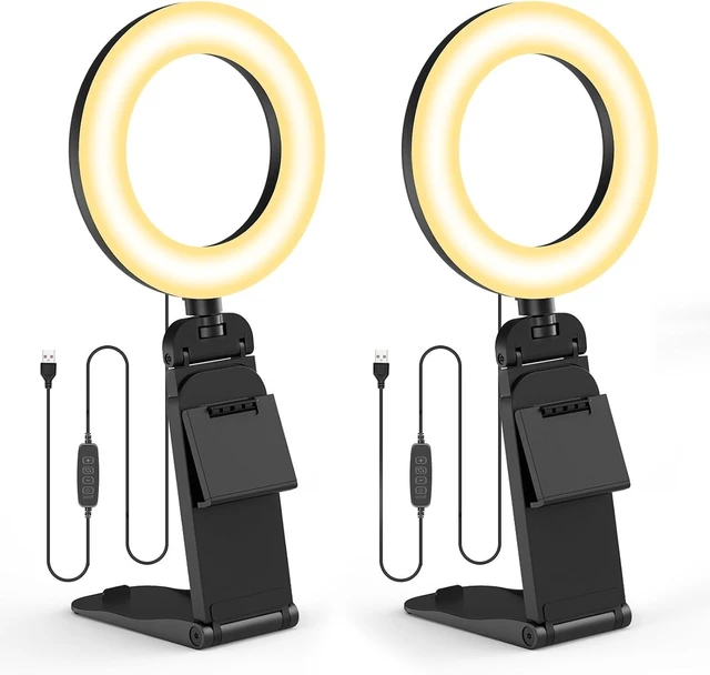 Main image of 2-Pack 5" Ring Light for Computer & Laptop with Stand & Phone Holder for Zoom Meetings, Black