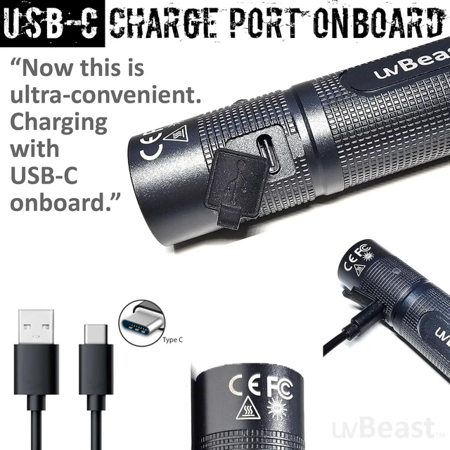 Alt view image 4 of 7 - New V3 Mini 385-395nm Black Light UV Flashlight, Low Contamination Ultraviolet, Professional-Grade High-Power 5-Core UV LED, USA Stock