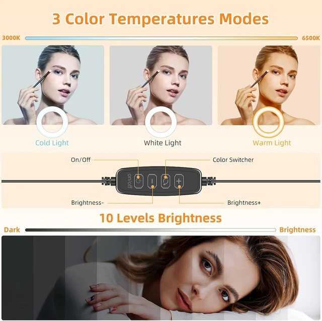 Alt view image 6 of 7 - 2-Pack 5" Ring Light for Computer & Laptop with Stand & Phone Holder for Zoom Meetings, Black