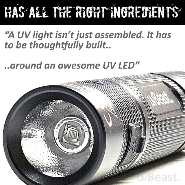 Alt view image 5 of 7 - New V3 Mini 385-395nm Black Light UV Flashlight, Low Contamination Ultraviolet, Professional-Grade High-Power 5-Core UV LED, USA Stock