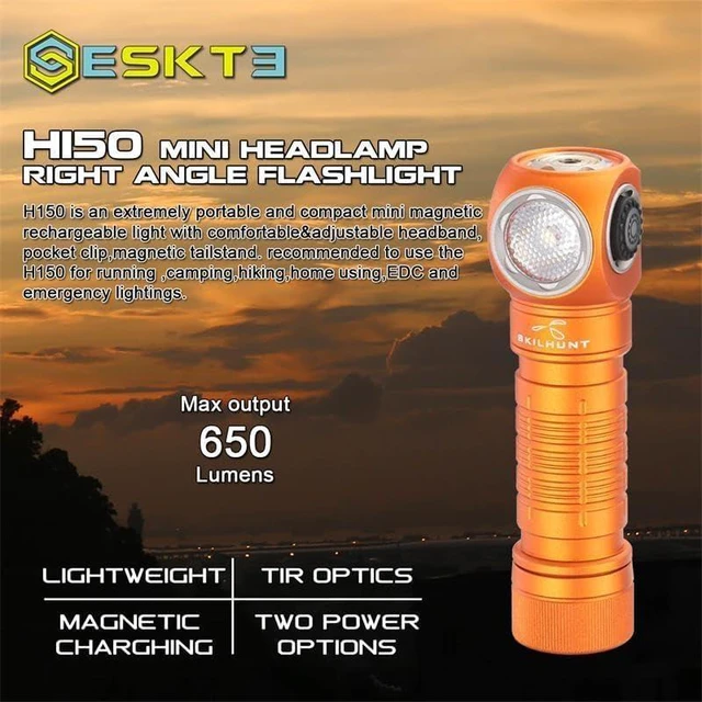 Alt view image 2 of 7 - H150 Compact USB Magnetic LED Headlamp Rechargeable EDC Light for Camping, Running, Hiking & Outdoor (Black, Cool White LED)