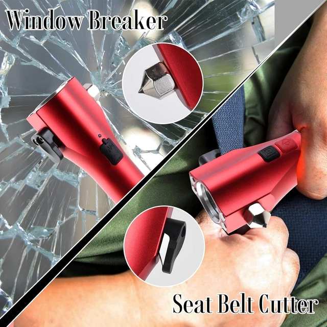 Alt view image 3 of 7 - Multifunction Solar Car Emergency Flashlight Window Breaker, Seatbelt Cutter, Waterproof LED Rechargeable Solar Powered Flashlight for Outdoor