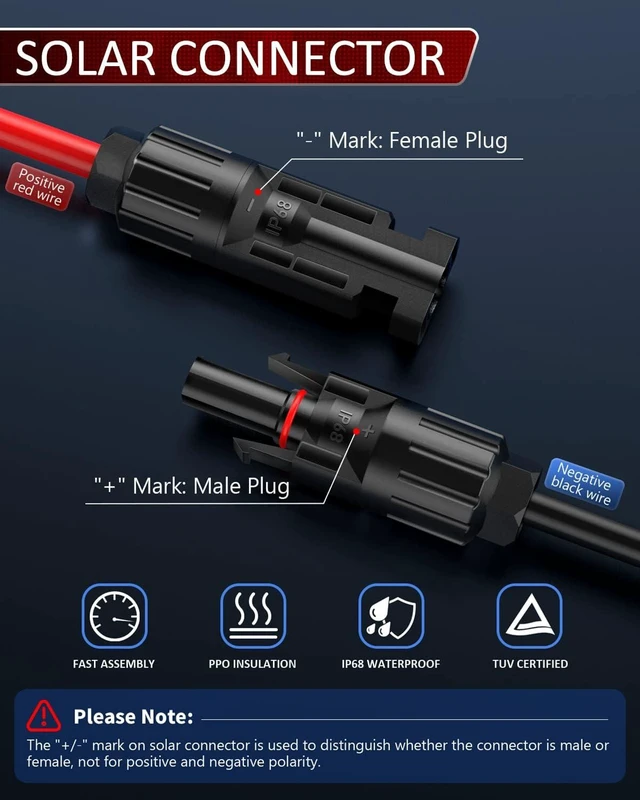 Alt view image 2 of 7 - 10AWG Solar Extension Cable with Double Cable Entry Gland & Female/Male Connector Adapter Kit for RV, Boat, Van & Solar Panel Projects