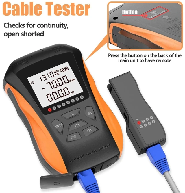 Alt view image 5 of 7 - Optical Power Meter with Visual Fault Locator & Cable Tester, Fiber Light Meter, Li-ion Battery USB Charge, FC/SC/ST Universal Interface