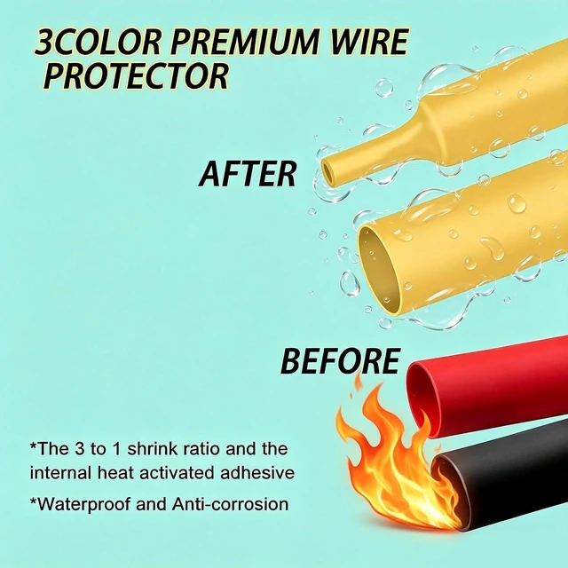 Alt view image 5 of 7 - 30Pcs 2 AWG - 3/8" (M10) Battery Lugs, Heavy Duty Tinned Copper 2 Gauge Ring Terminals & Cable Ends with 38Pcs 3:1 Heat Shrink Tubing for DIY Wiring