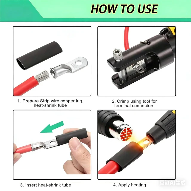 Alt view image 6 of 7 - 30Pcs 2 AWG - 3/8" (M10) Battery Lugs, Heavy Duty Tinned Copper 2 Gauge Ring Terminals & Cable Ends with 38Pcs 3:1 Heat Shrink Tubing for DIY Wiring