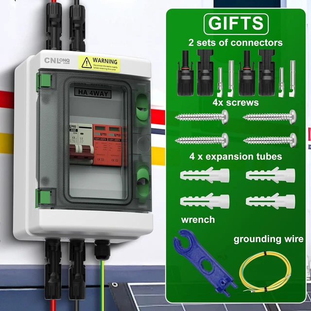 Alt view image 7 of 7 - 32 Amp DC 500V Solar Disconnect Switch Circuit Breaker with Lightning Surge Protector, IP65 Breaker Box, Plug-and-Play for Outdoor Solar