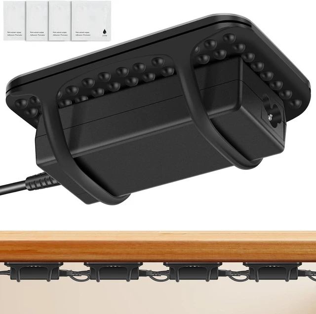 Main image of 4-Pack Under-Desk Laptop Charger Holder, Power Brick Mount with Adhesive