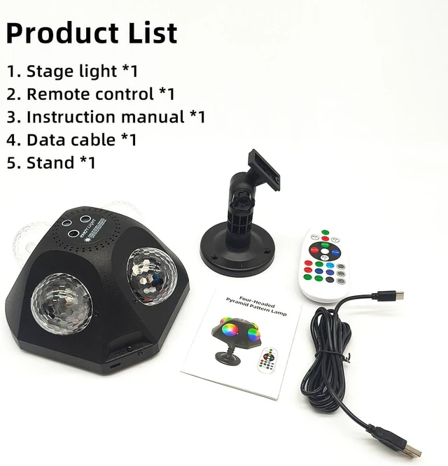 Alt view image 6 of 7 - 4 Disco Balls in 1 Party Strobe Light DJ Stage Light with Sound Activation & Remote Control for Indoor Outdoor, KTV, Club, Party & Home Karaoke