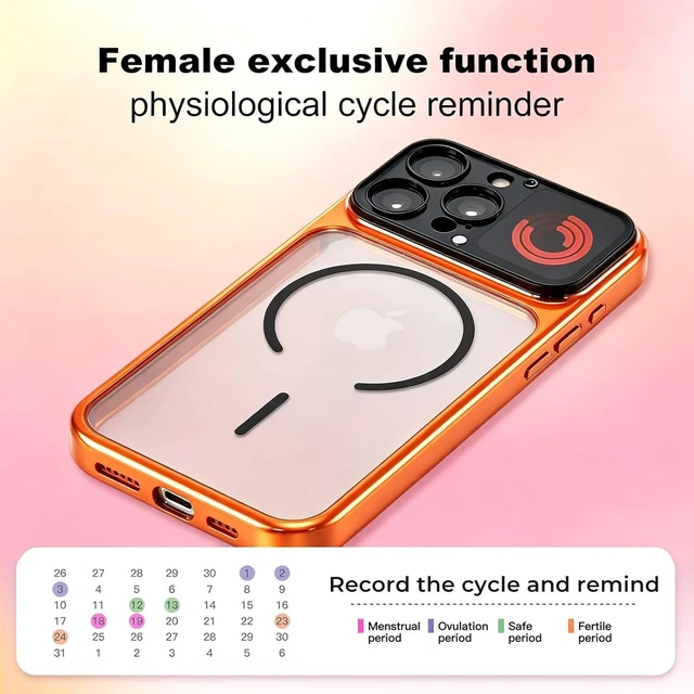 Alt view image 5 of 6 - Phone Case for iPhone 16 Pro Max with 1.85" Smart Display 2026 New Tech, Rechargeable, Syncs with Phone, Clear Shock-Proof Non-Slip (Orange)