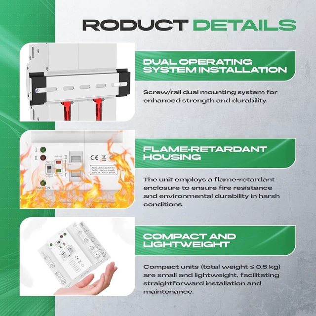 Alt view image 4 of 7 - Mini 4P 63A 110V Automatic Transfer Switch, ATS Automatic/Manual DIN Rail Dual Power Switch for Home Generator, RV & Public/Backup Power Supply