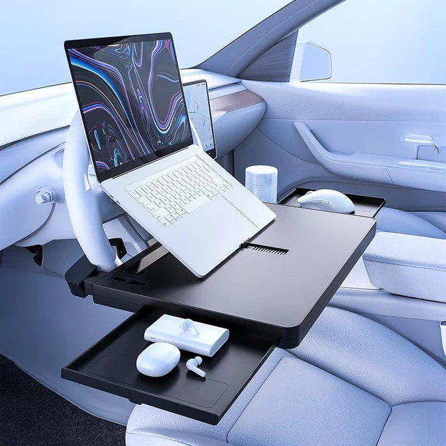 Alt view image 2 of 7 - 2-in-1 Extendable Steering Wheel Tray Adjustable Car Desk for Laptop & Food, Fits Most Large SUVs, Trucks & Vans, Portable for Travel, Work & Dining