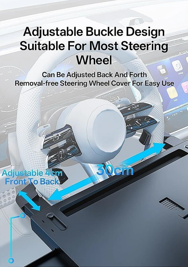 Alt view image 5 of 7 - 2-in-1 Extendable Steering Wheel Tray Adjustable Car Desk for Laptop & Food, Fits Most Large SUVs, Trucks & Vans, Portable for Travel, Work & Dining