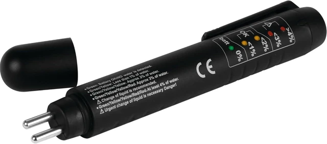 Main image of W181 Brake Fluid Moisture Tester, 5 LED Readout, Calibrated for DOT 4, Portable with AAA Battery Included, Not for DOT 5