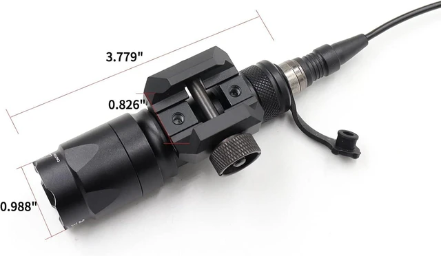 Alt view image 4 of 7 - M300A Tactical Picatinny Flashlight 400 Lumens Mini LED White Light with Strobe, Pressure Switch Weapon Light (Black, M300A)