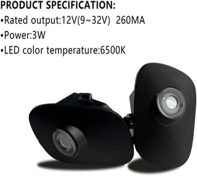 Alt view image 4 of 7 - 2Pcs Side Rearview Logo LED Welcome Light 3D Shadow Car Door Puddle Projector, No Fade Floor Light for Ford F150 2015-2025, F250 & F350
