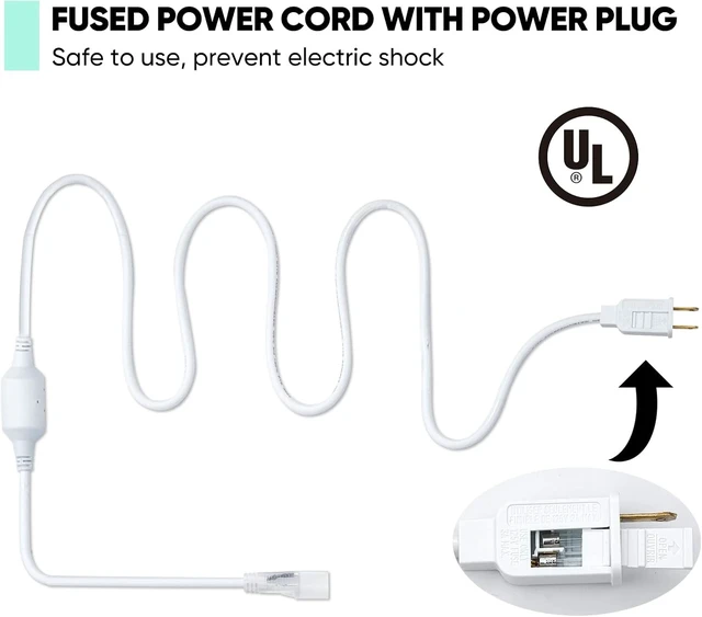 Alt view image 3 of 6 - 4.92FT Power Cord Connector Kit for 8*16mm LED Neon Rope Light Set of 3 with Pins, End Cap & Heat Shrink Tube