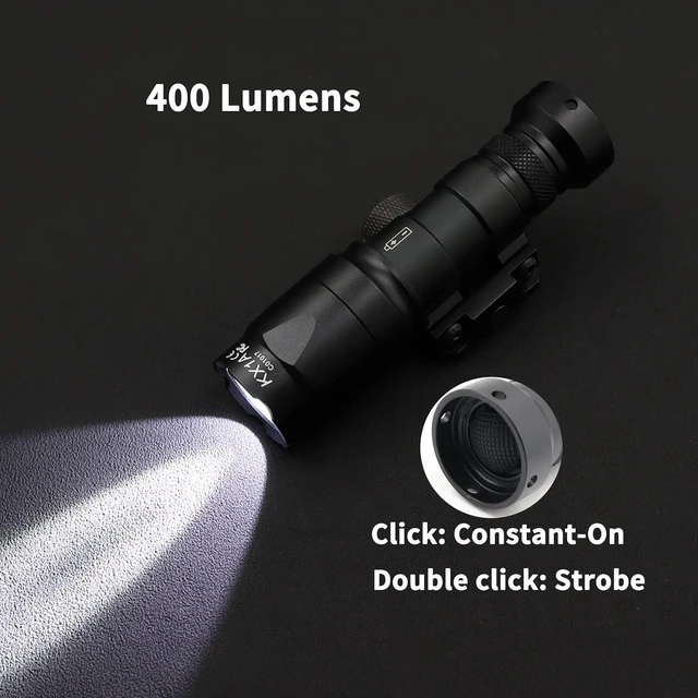 Alt view image 5 of 7 - M300A Tactical Picatinny Flashlight 400 Lumens Mini LED White Light with Strobe, Pressure Switch Weapon Light (Black, M300A)