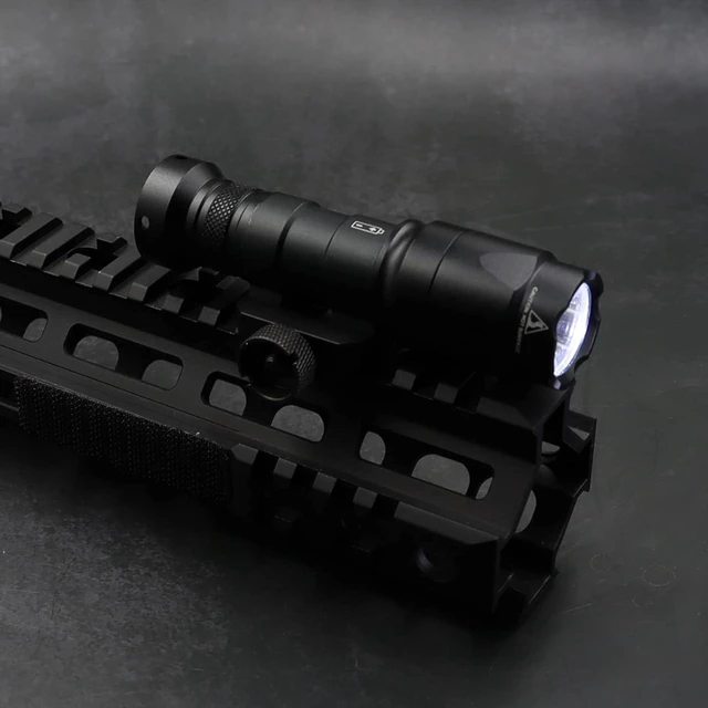 Alt view image 7 of 7 - M300A Tactical Picatinny Flashlight 400 Lumens Mini LED White Light with Strobe, Pressure Switch Weapon Light (Black, M300A)